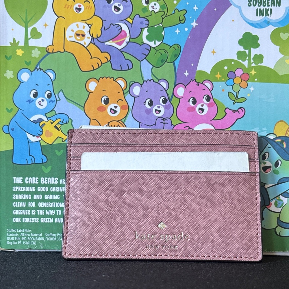 kate spade Glitter Card Holder in Rose Pink and Silver